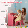 Costway 25 Keys Digital Piano with Music Stand Stool Lighted Keys Teaching Mode for 3+ Kids Pink