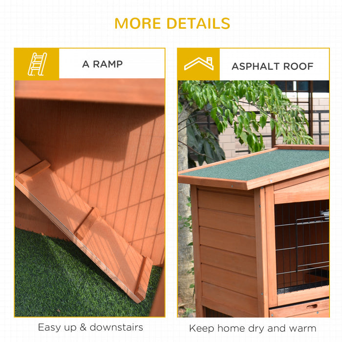 Pawhut 2 Tier Rabbit Hutch Guinea Pig Hutch Ferret Cage With Ramp Slide Out Tray For Indoor Outdoor 39.6\"l X 21.7\"w X 39.8\"h