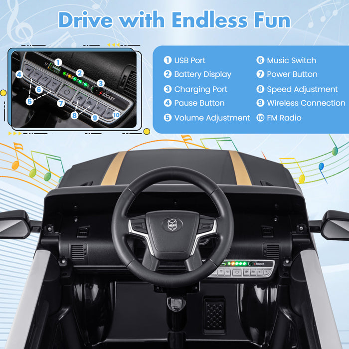 Honeyjoy Kids Ride On Police Car 12v 7a Battery Powered Cop Car With Remote Control Black