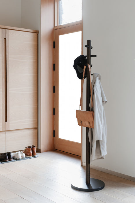 Umbra Modern Wood Pillar Coat Rack - Black and Walnut