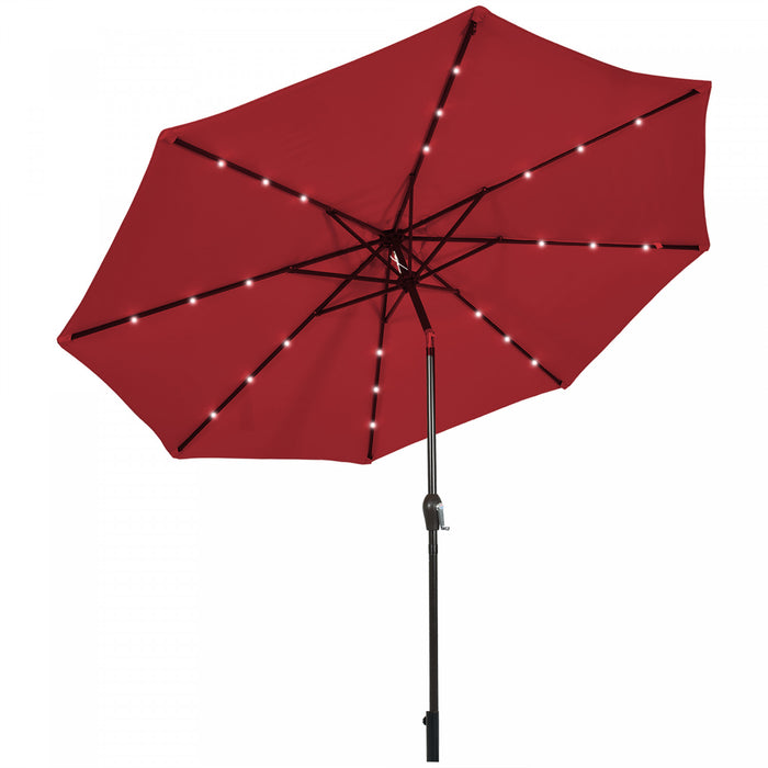 Costway 10' Solar LED Lighted Patio Market Umbrella Tilt Adjustment Crank