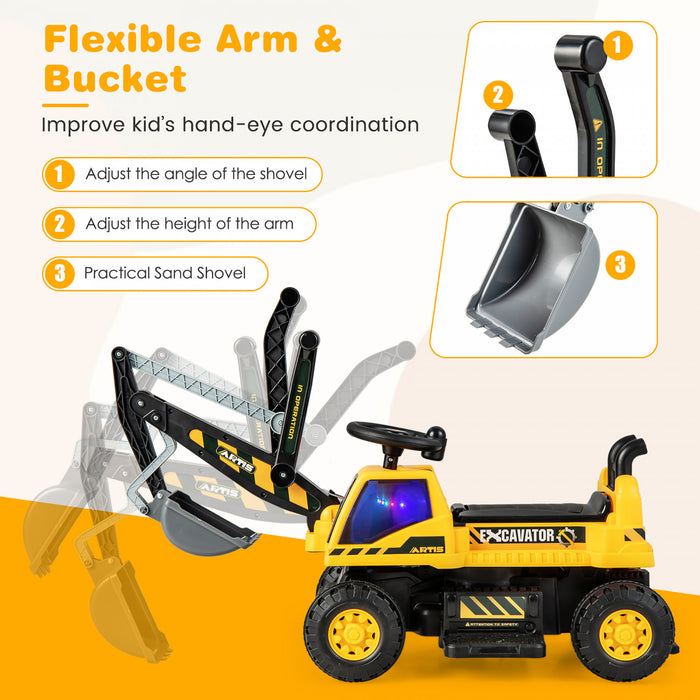 Costway Kids Ride On Excavator Digger Electric Construction Vehicles With Lights & Music