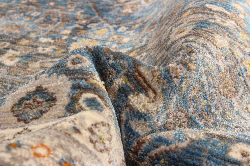 Gianna Traditional 5'0\" x 5'0\" Area Rug in Blue Indoor Area Rug