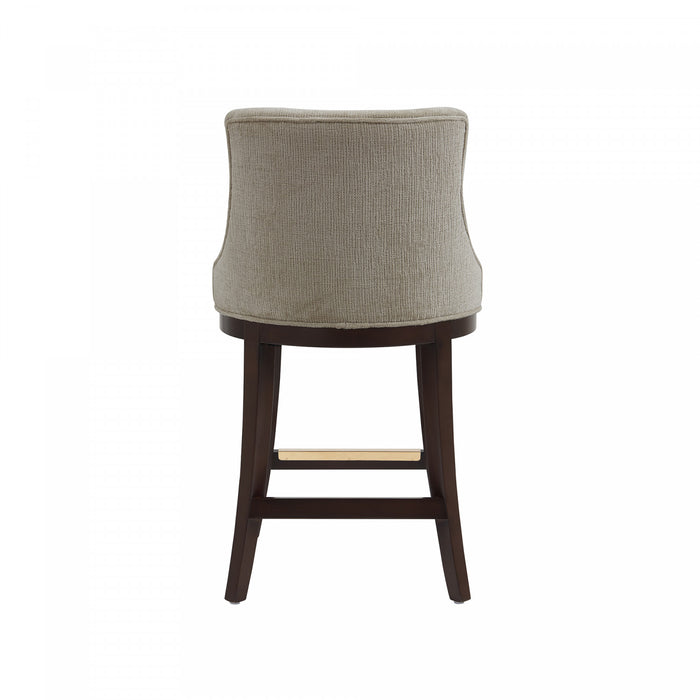 Lucia Modern Chenille Wood Counter Stool in Taupe - Set of 3
