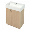 Aveline Modern Bathroom Vanity with Ceramic Sink Combo and Smart Storage, Natural | Evelyn Meuble-Lavabo Moderne avec Vasque en Ceramique et Rangement Intelligent, Naturel