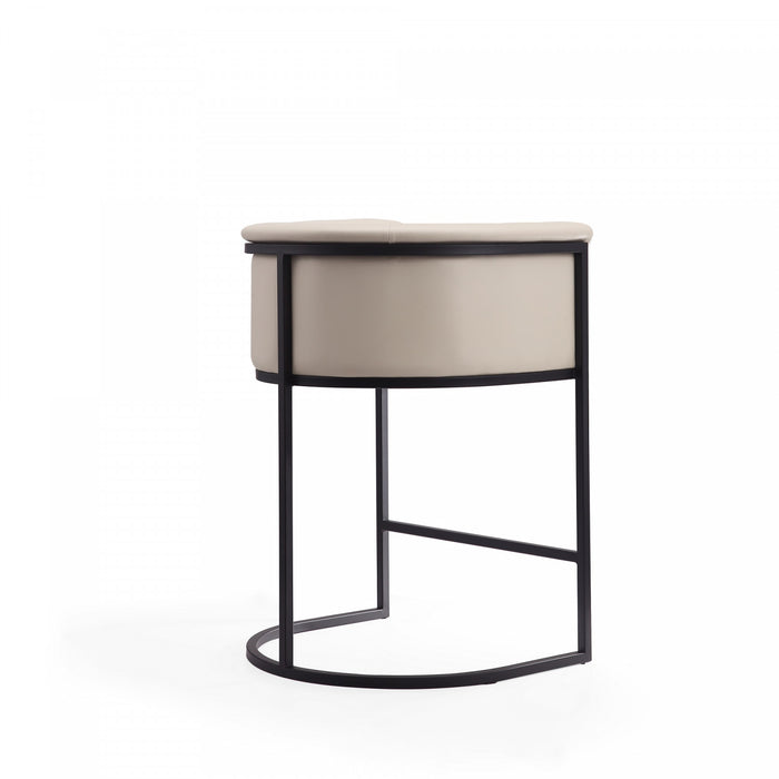 Cosmopolitan Mid-Century Modern Metal Upholstered Counter Stool in Cream - Set of 3 Bar Stool