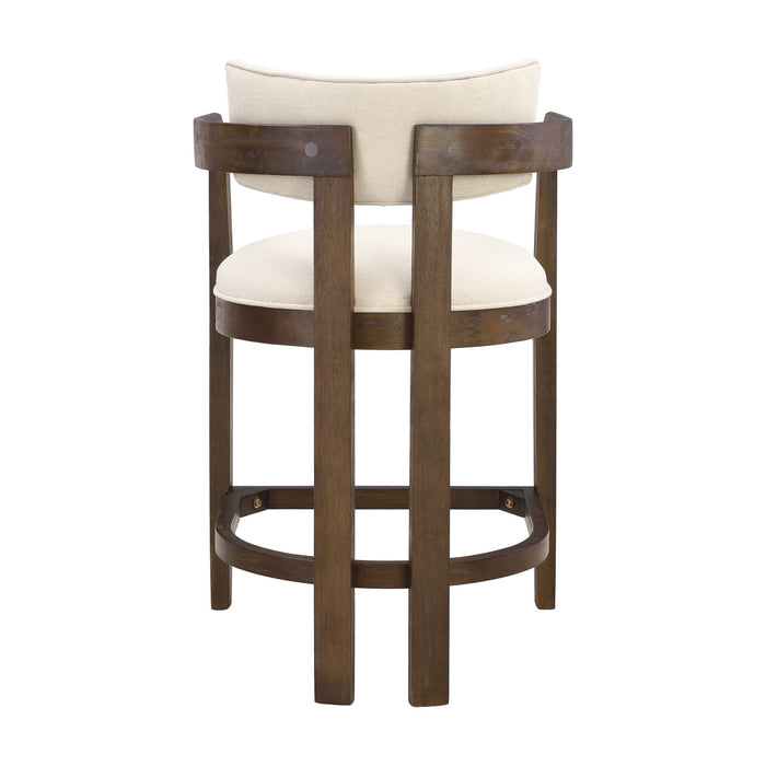 Lucas 26\" Rubberwood Counter Height Bar Stool with Upholstered Seating Set of 2,Walnut Dining Chair