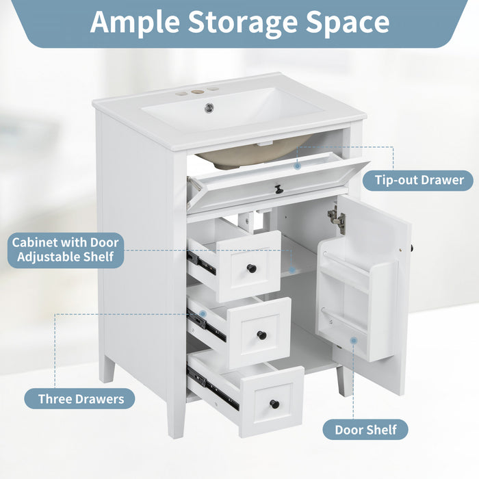 Aura 48 Inch Double Sink Vanity Combo with Drawers and Cabinet, White