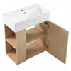 Camille Floating Bathroom Vanity with Ceramic Sink and Left Side Storage, Natural | Camille Meuble de salle de bain flottant avec vasque en ceramique et rangement cote gauche, Naturel