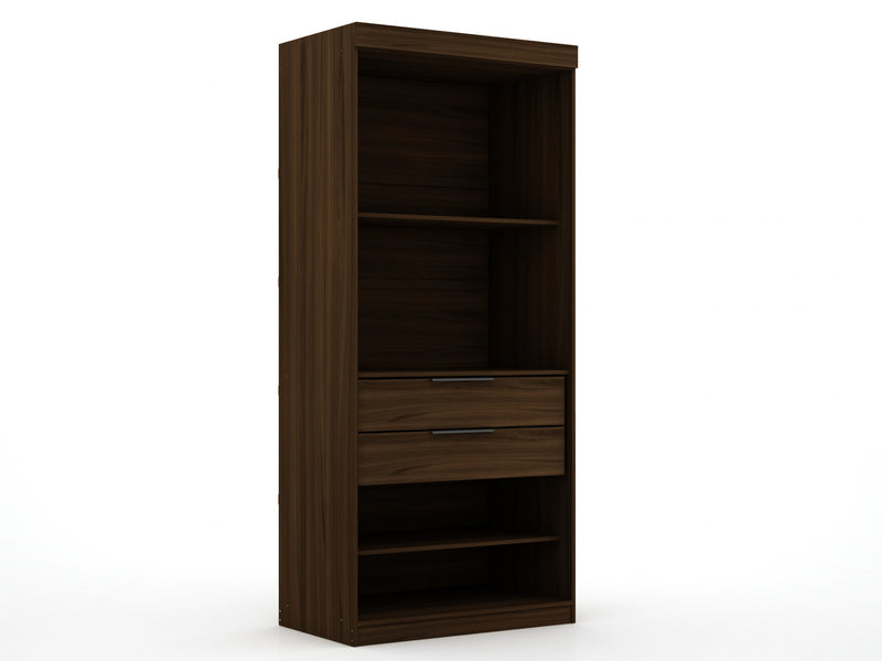 Mulberry Contemporary Modern 13-Piece Wardrobe Closet in Chestnut Brown