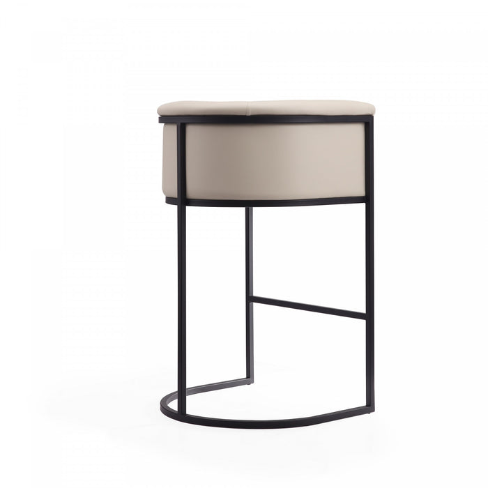 Cosmopolitan Mid-Century Modern Metal Upholstered Barstool in Cream - Set of 3 Bar Stool