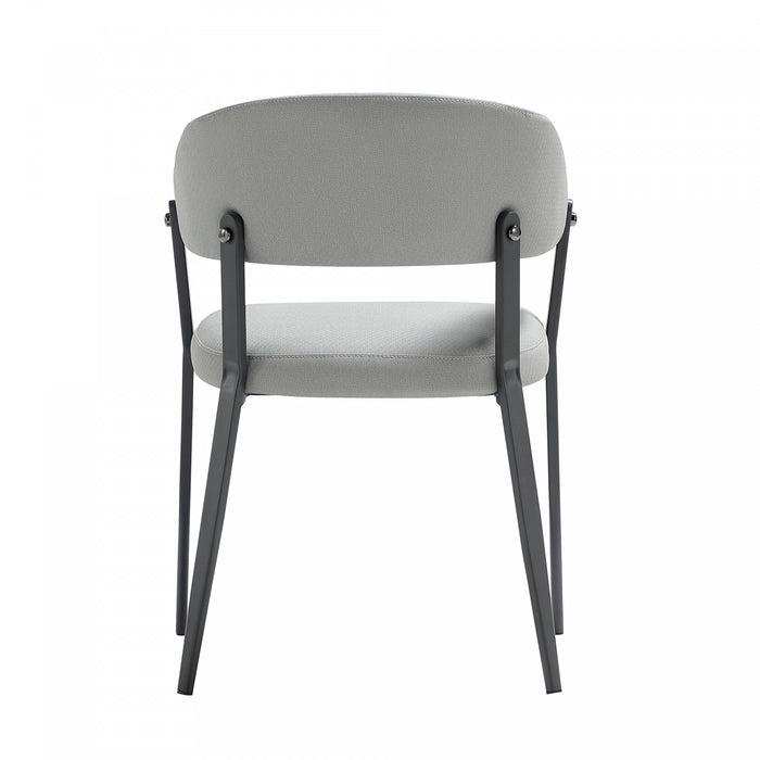 Belle Modern Metal Upholstered Dining Chair in Stone Gray - Set of 2