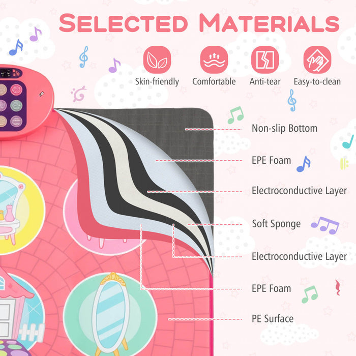 Costway Kids Dance Mat Electronic Dancing Pad with 3 Game Modes Music Dance Step Play Toy