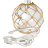 Marelle Netted Burlap & Glass Table Lamp, Clear, 14.75"H | Marelle Lampe de table en verre avec filet en toile de jute, Transparent, 14,75 po H