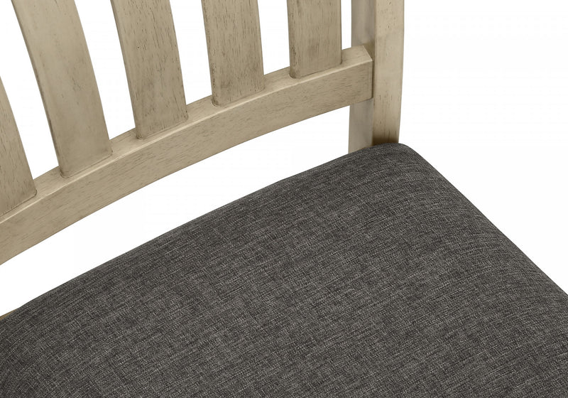 Dining Chair Set of 2 Dining Room Kitchen Side Antique Grey Fabric Wood Legs Transitional