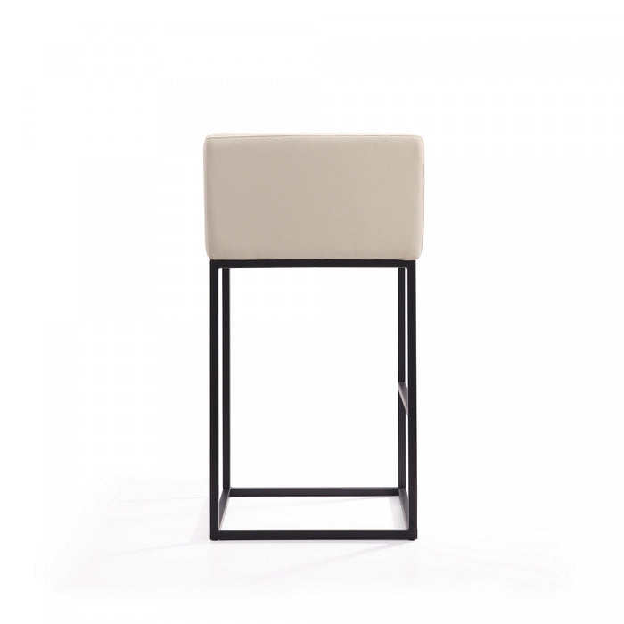 Embassy Mid-Century Modern Metal Upholstered Barstool in Cream - Set of 3