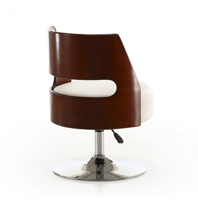 Salon Modern Vegan Leather Swivel Lounge Chair in White - Set of 2 Accent Chair