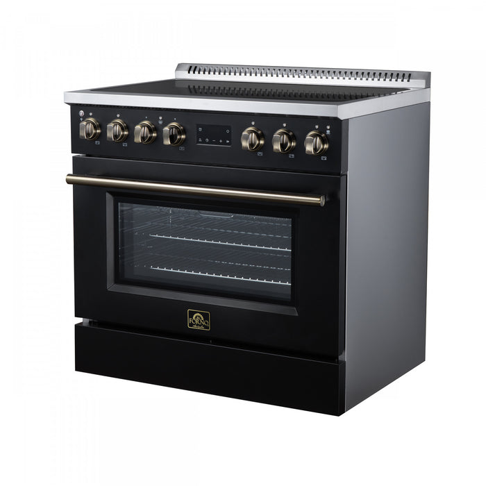 Forno Torino 36 Inch Black Induction Range, 5.36 cu.ft - FFSIN0936-36BLK Electric Range