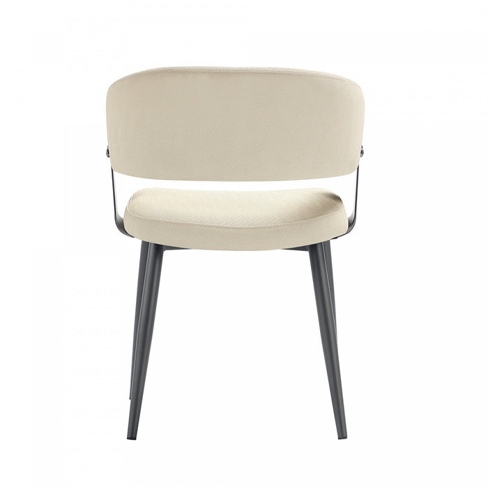 Luce Modern Metal Textured Vegan Leather Dining Chair in Sand