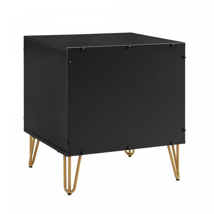 Dumbo Modern 20\" Fluted Nightstand in Black (1-Drawer) - Set of 2