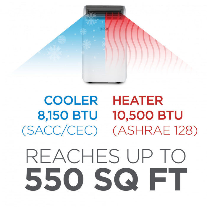 Black+Decker 8,150 BTU Portable Air Conditioner With Heating - BPT08HWTB