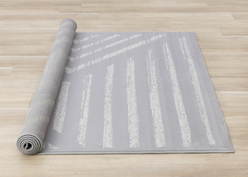 Forte Grey White Modern Striped Area Rug - 7'9\" x 10'6\"