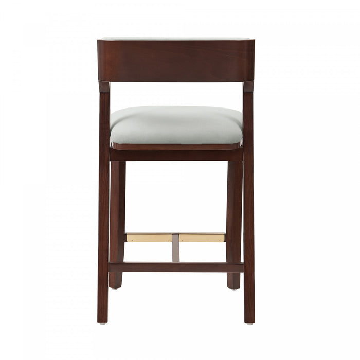Patricia Modern Wood Upholstered Counter Stool in White Glacier - Set of 2