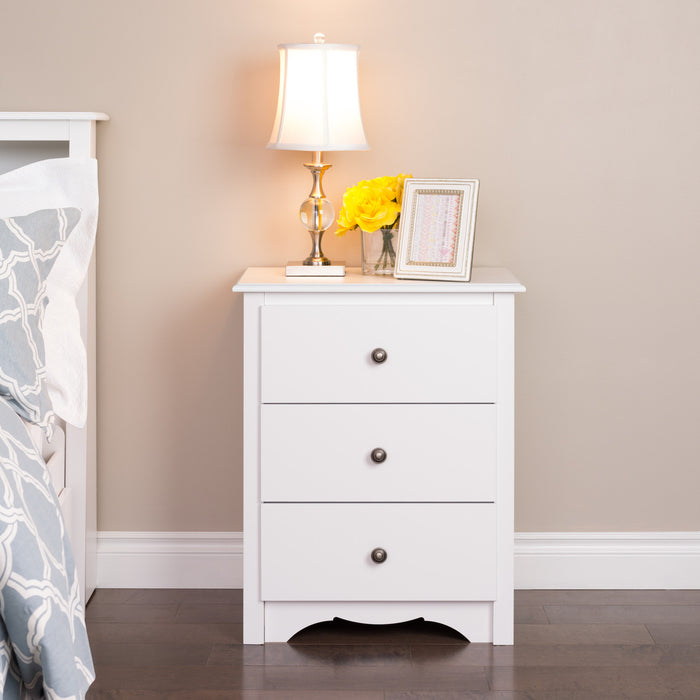 Monterey 3-Drawer Tall Nightstand - White