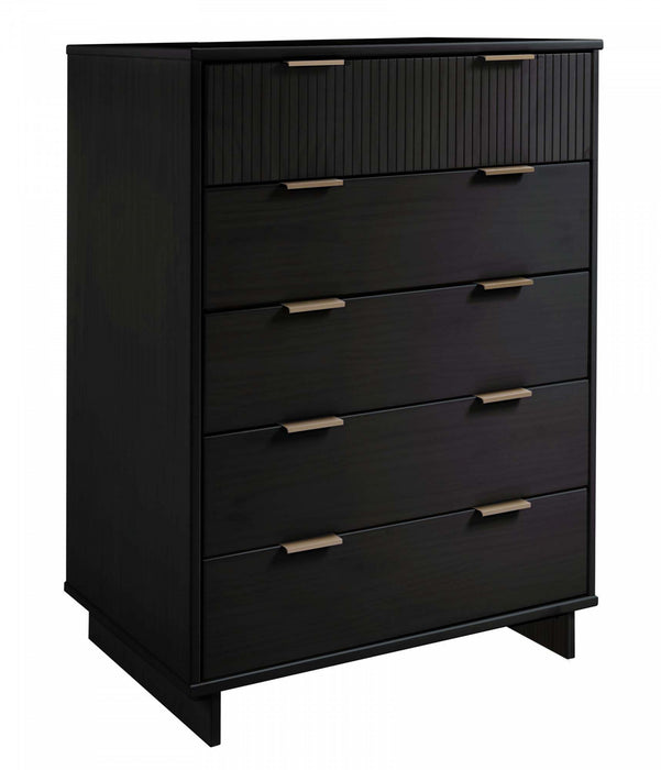 Granville Modern 38\" Chest in Black (5-Drawer)