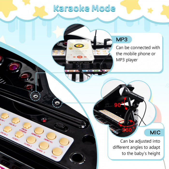 Costway 31 Keys Kids Piano Keyboard Toy Toddler Musical Instrument with Stool & Microphone Black