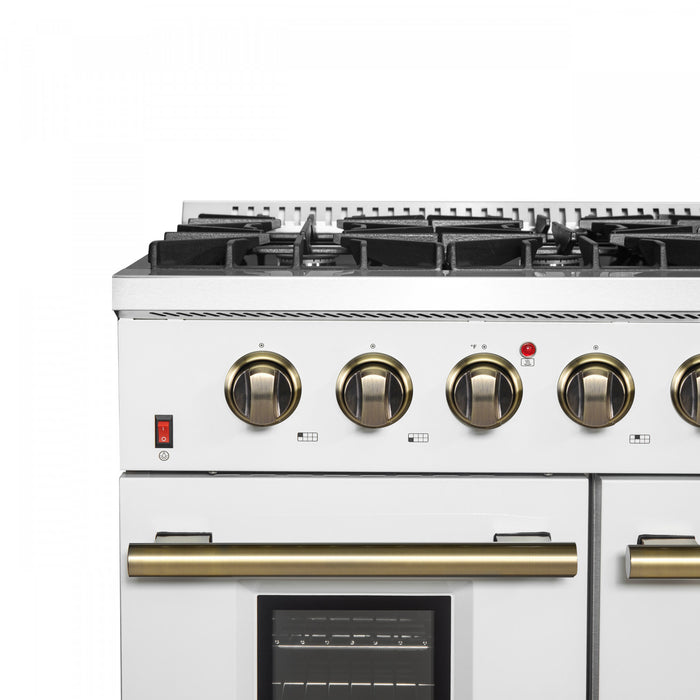 Forno Galiano 48-inch Gas Range White, 6.58 cu.ft. Double Ovens - FFSGS6244-48WHT