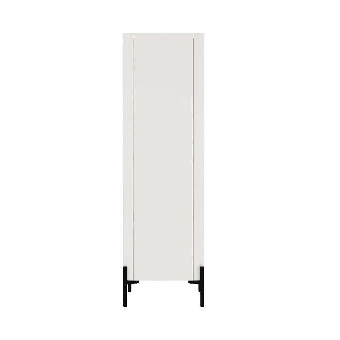 Abbey Modern 32\" Tempered Glass Bookcase Cabinet in Maple and Off White (4-Shelf) - Set of 2