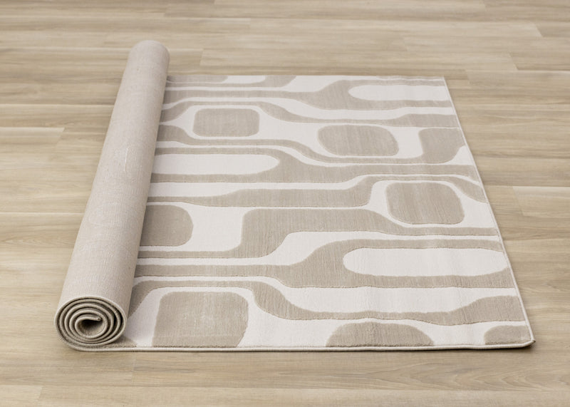 Leopold Modern Mid-Century Beige Cream Area Rug - 2'7\" x 4'11\"