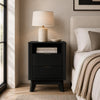 Orlen Mid-Century Modern 2-Drawer Multi-Purpose Nightstand & End Table in Black | Table de chevet et bout de canape polyvalent Orlen mi-siecle moderne a 2 tiroirs, noir