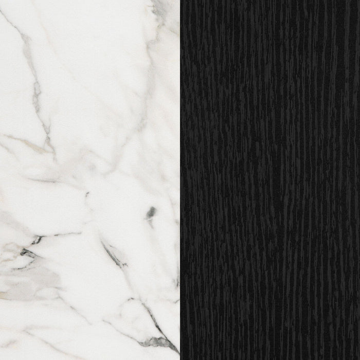 Mezzy 2-door Sideboard With Open Storage - Black Oak And Faux White Marble 