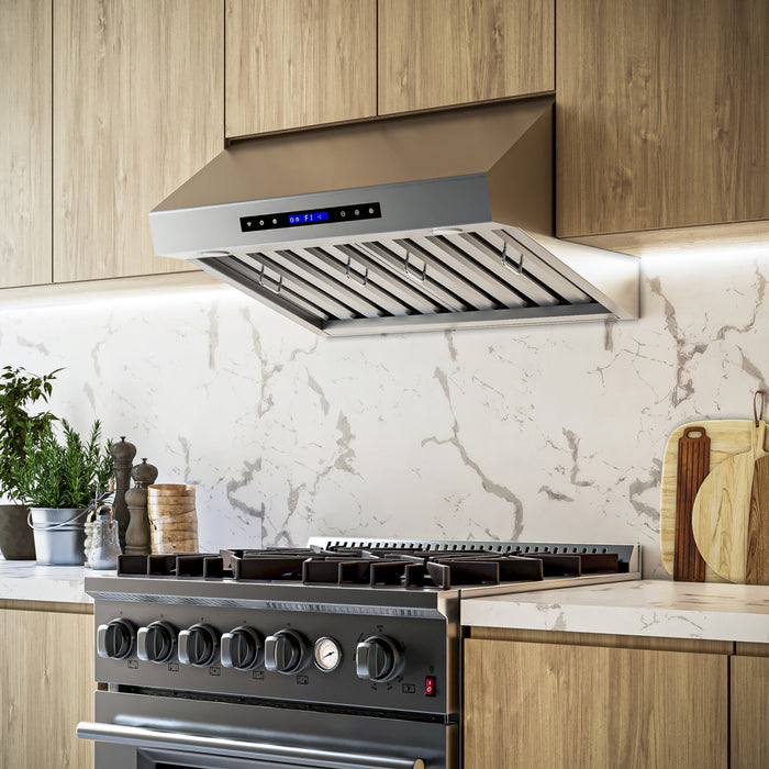 Forno Palazzo 30\" Wall Mounted Range Hood, Stainless Steel,Baffle Filters-FRHWM5029-60