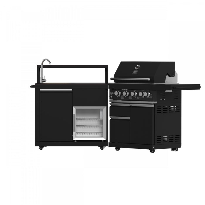 Forno All'Aperto 62,600 BTU BBQ & Sink Module with Black Countertops, Bar & Beverage Center - FODKT2582BLK