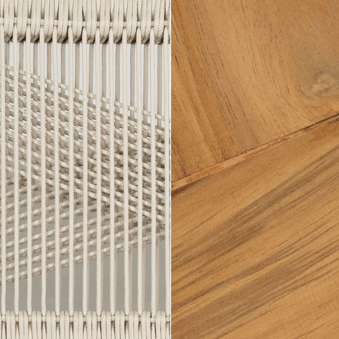 Agave Woven Rope & Teak Dining Chair Set of 2 - Cream & Natural