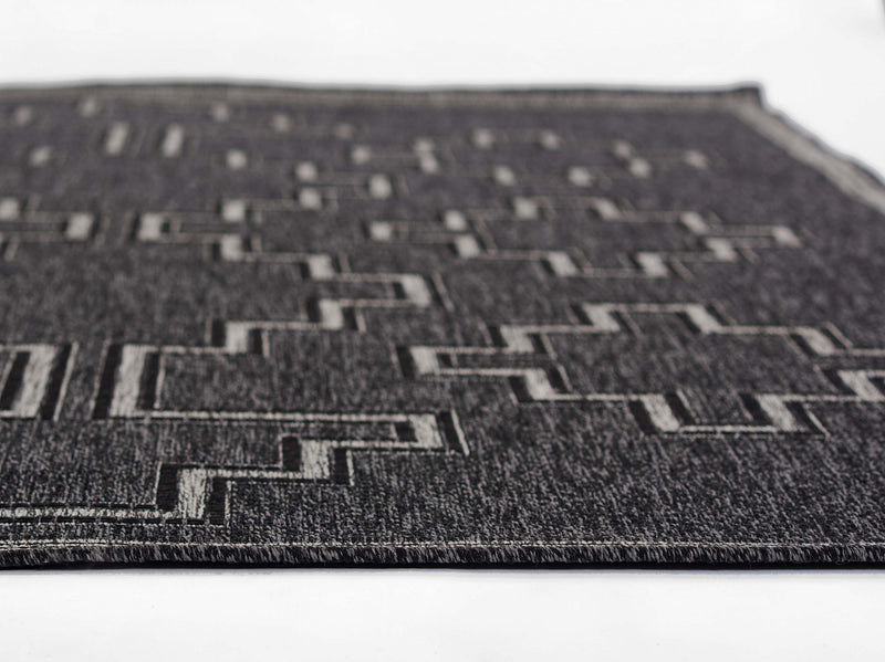 Esina Transitional 8'0\" x 10'0\" Area Rug in Black Indoor Area Rug