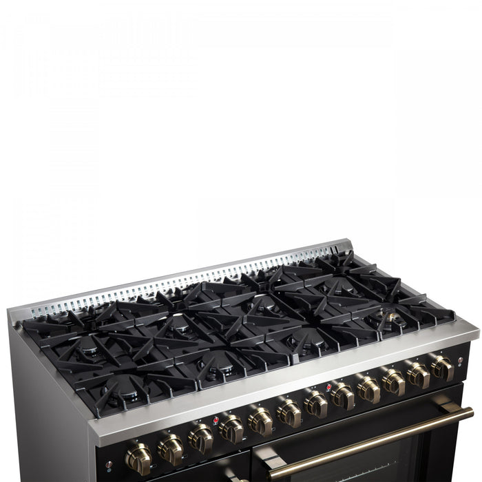 Forno Galiano 48\" French Door Dual Fuel Range, Black, 6.58 cu.ft. -FFSGS6356-48BLK
