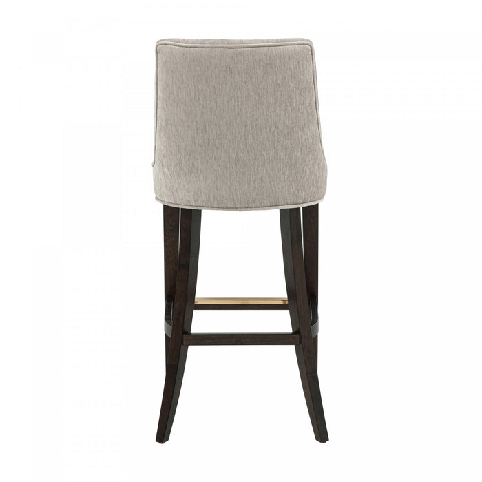 Beever Modern Wood Upholstered Chenille Barstool in Taupe