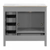 Derek 36 Inch Modern Bathroom Vanity with Ceramic Sink & Multi Storage, Grey | Meuble de salle de bain moderne Derek 36 pouces avec lavabo ceramique et rangement multiple, gris