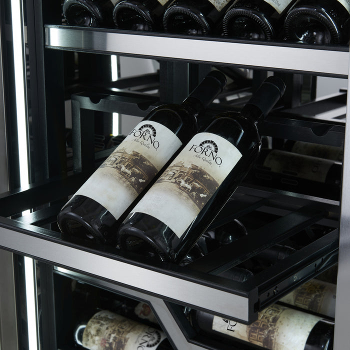 FORNO Abruzzo 48\" Dual Zone Wine Cellar, 102 Bottles, 24 cu. ft,Stainless steel - FWCDR6611-48S