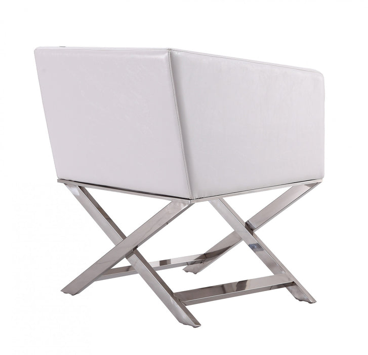 Hollywood Contemporary Vegan Leather Accent Armchair in White - Set of 2