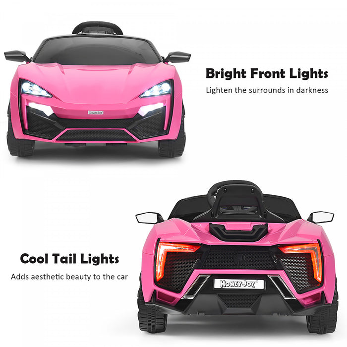 Costway 12v Kids Ride On Car 2.4g Rc Electric Vehicle W/ Lights Mp3 Openable Doors Pink
