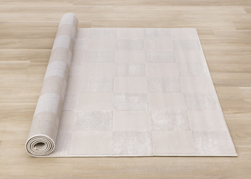Leonardo White Grey Checkered Area Rug - 5'3\" x 7'7\"