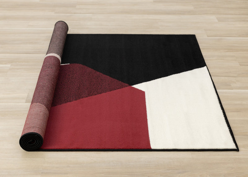 Forte Red Black White Geometric Area Rug - 5'3\" x 7'5\"