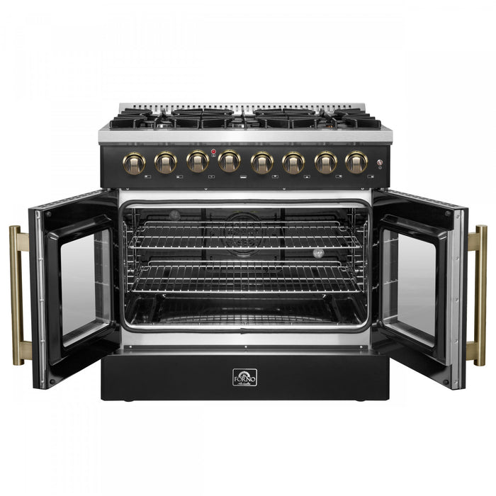 Forno Galiano 36\" French Door Dual Fuel Range, Black, 5.36 cu. ft. - FFSGS6356-36BLK