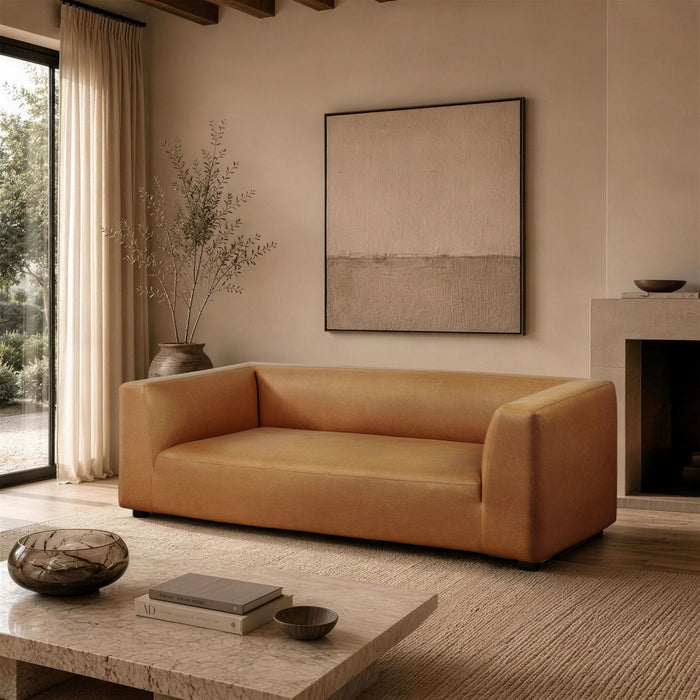 Lukas Contemporary Modern 89\" Upholstered Sofa in Camel