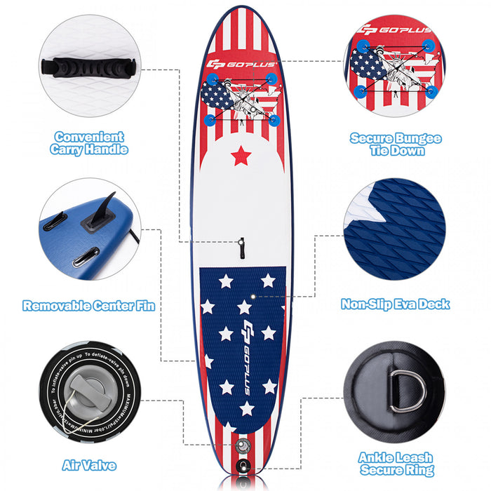 Goplus 11' Inflatable Stand Up Paddle Board Surfboard W/pump Aluminum Paddle